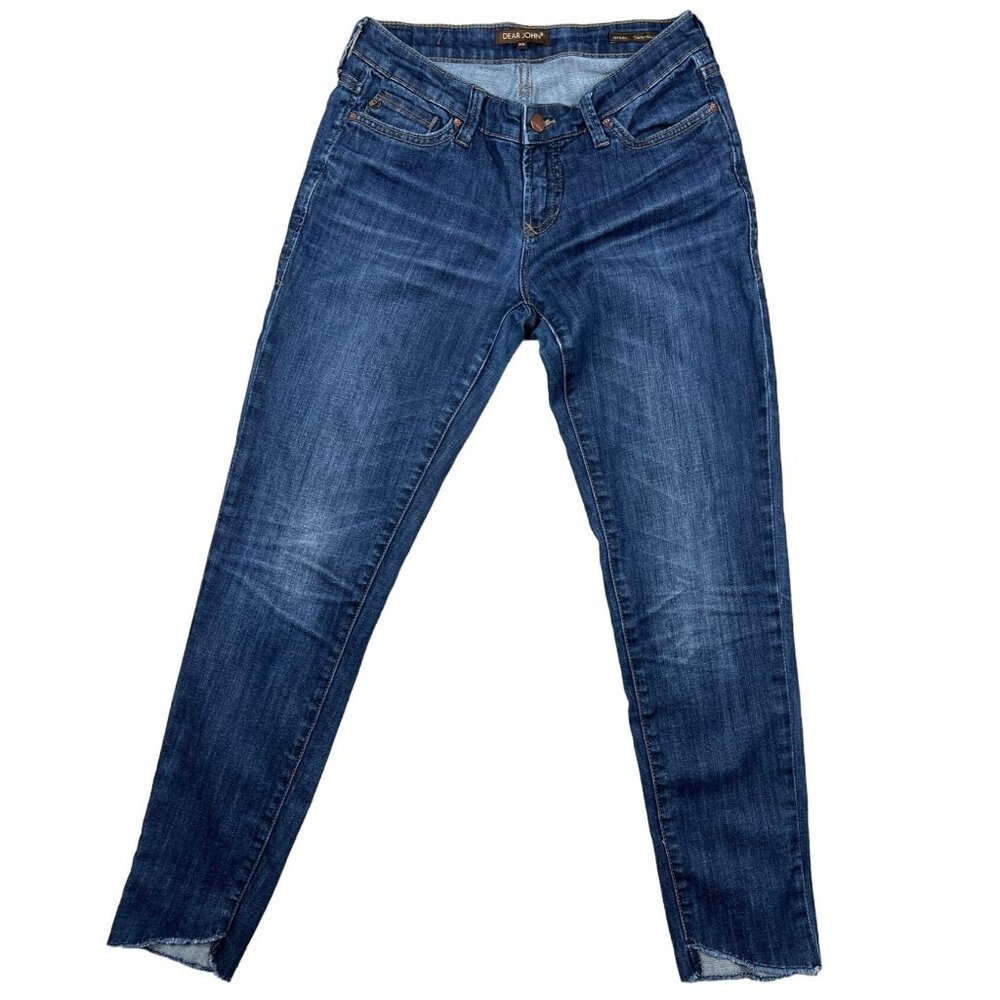 Dear John Blue Skinny Uneven Hem Cut Jeans Size 25